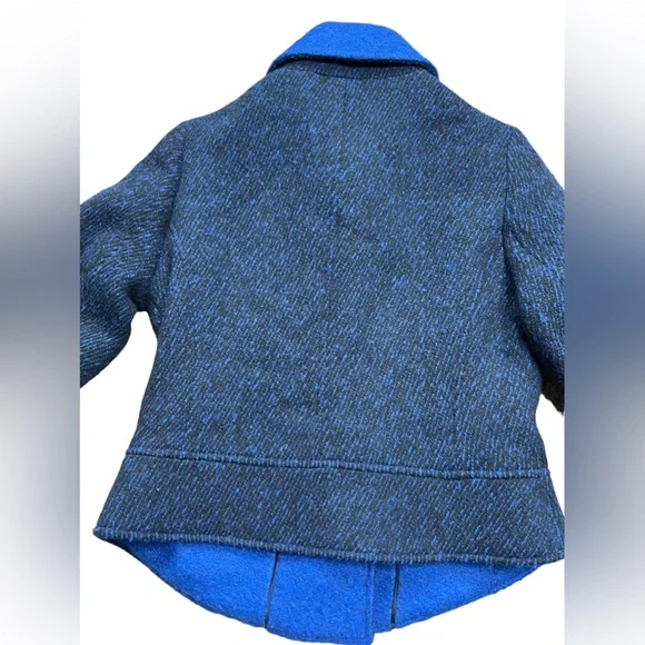 French Connection Electric Blue Wool Blend Motor Biker Jacket Size 6 - Picture 14 of 14